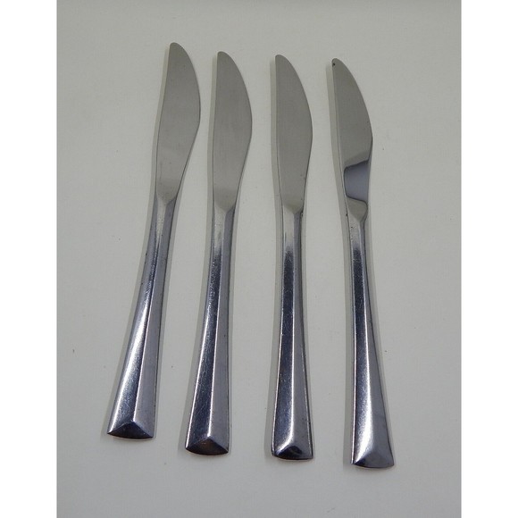 Reed And Barton Rebacraft Dinner Knives Crest Pattern Stainless Korea Set of 4 - Picture 5 of 10
